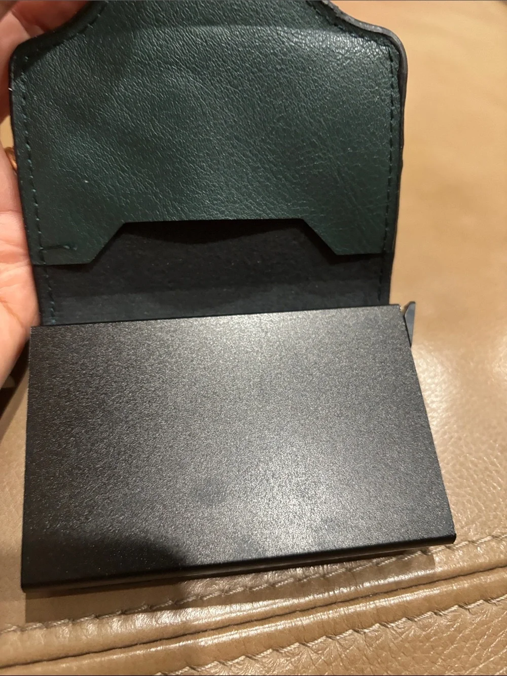 Teal Croc-Embossed Snap Card Holder